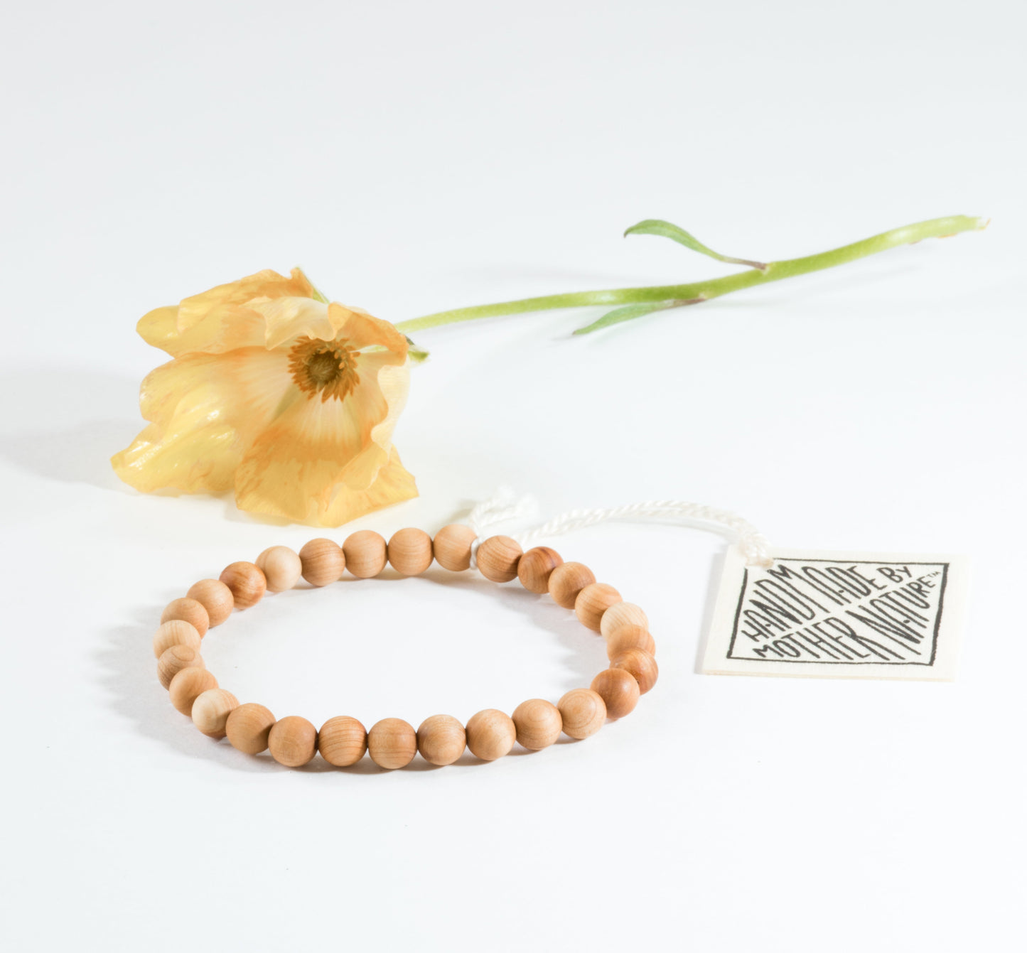 Pulsera de cuentas elástica para adultos de madera de ciprés
