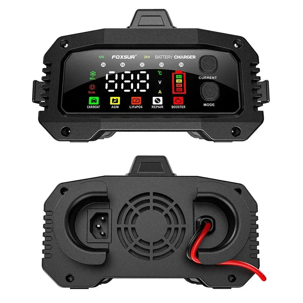 Chargeur de batterie de voiture intelligent portable - 25A/15A pour batteries 12V-24V