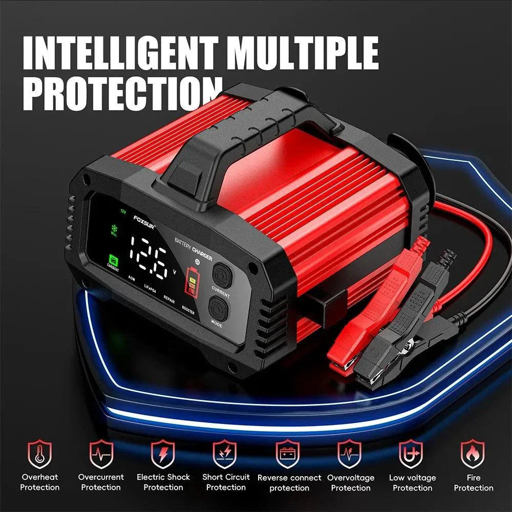 Chargeur de batterie de voiture intelligent portable - 25A/15A pour batteries 12V-24V