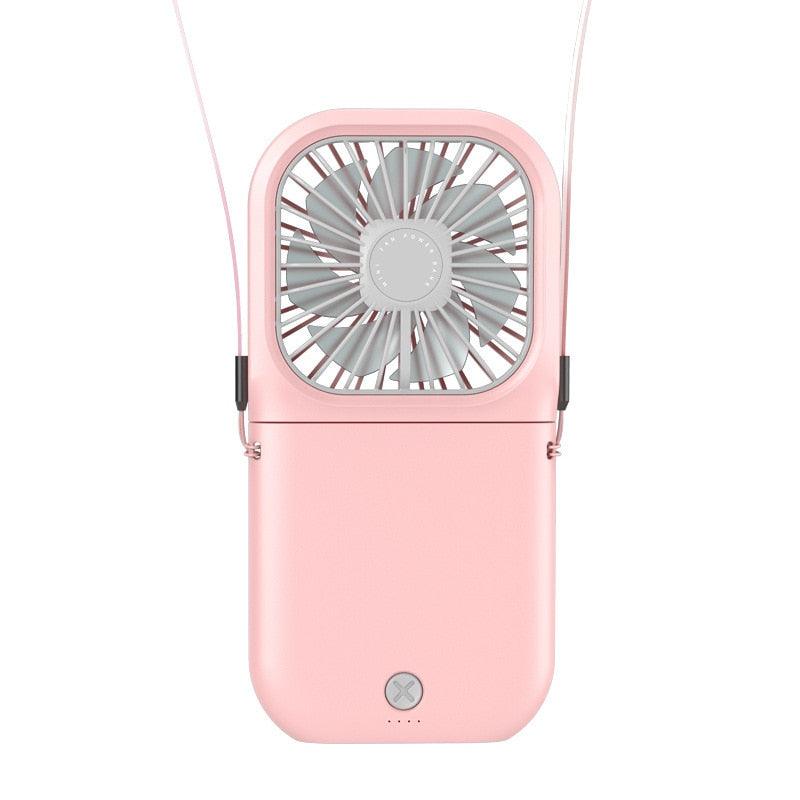Portable Neck Fan with 3000mAh Power Bank - Mini USB Rechargeable