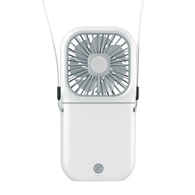 Portable Neck Fan with 3000mAh Power Bank - Mini USB Rechargeable
