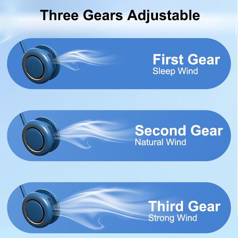 Ventilateur de Cou Portable - Réglable à 3 Vitesses & Rechargeable par USB