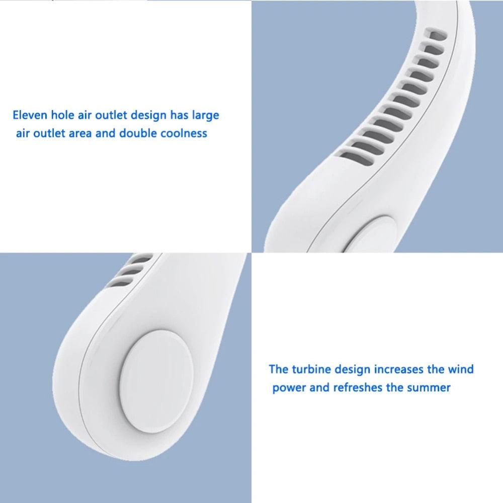 Ventilateur de Cou Portable - Dispositif de Refroidissement Sans Lame Rechargeable par USB