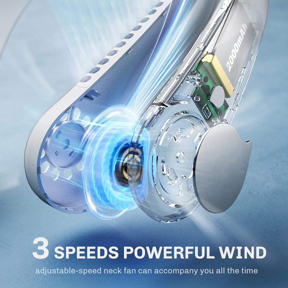 Ventilateur de cou sans pales rechargeable USB portable