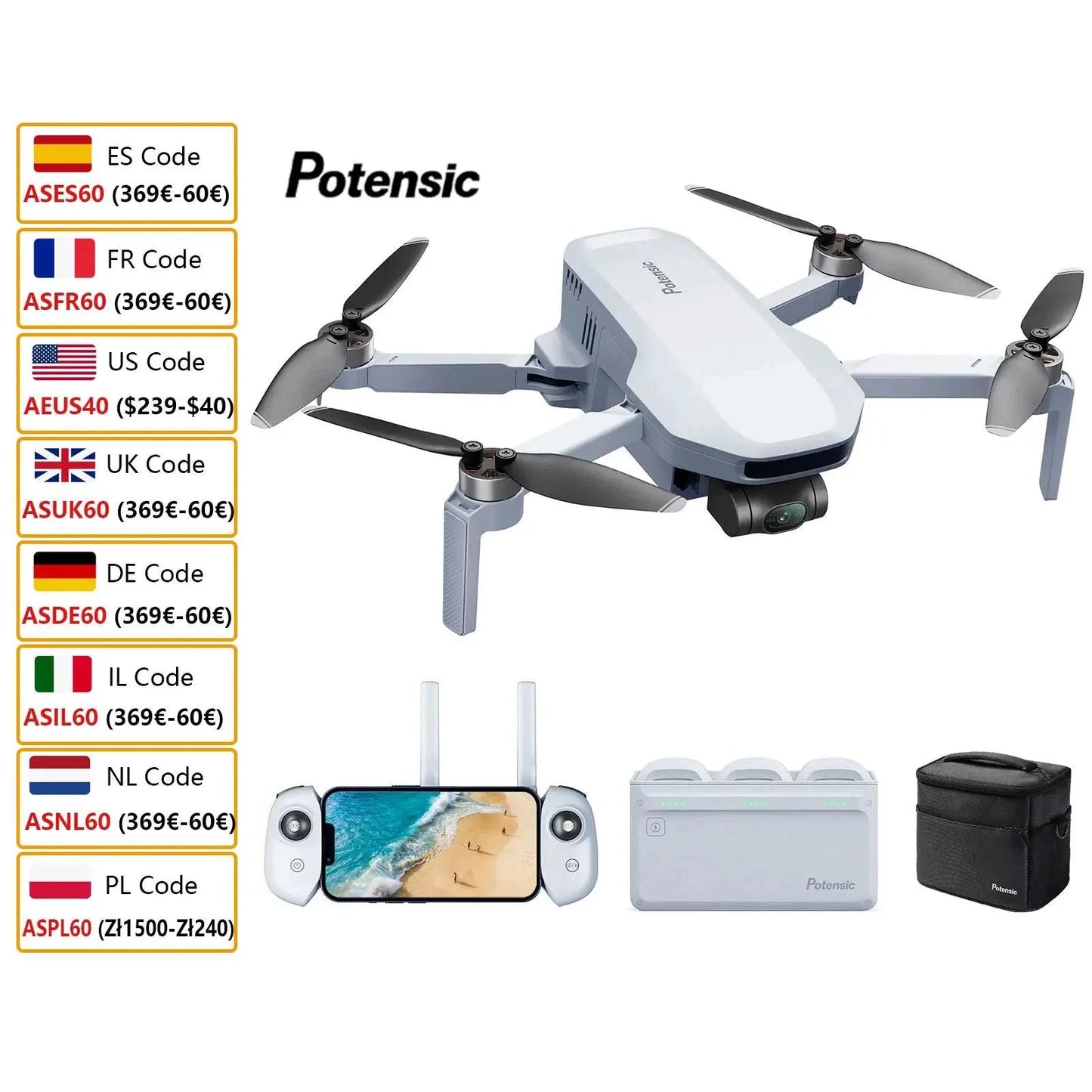 Drone Mini Potensic C0 avec caméra 4K et stabilisateur 3 axes