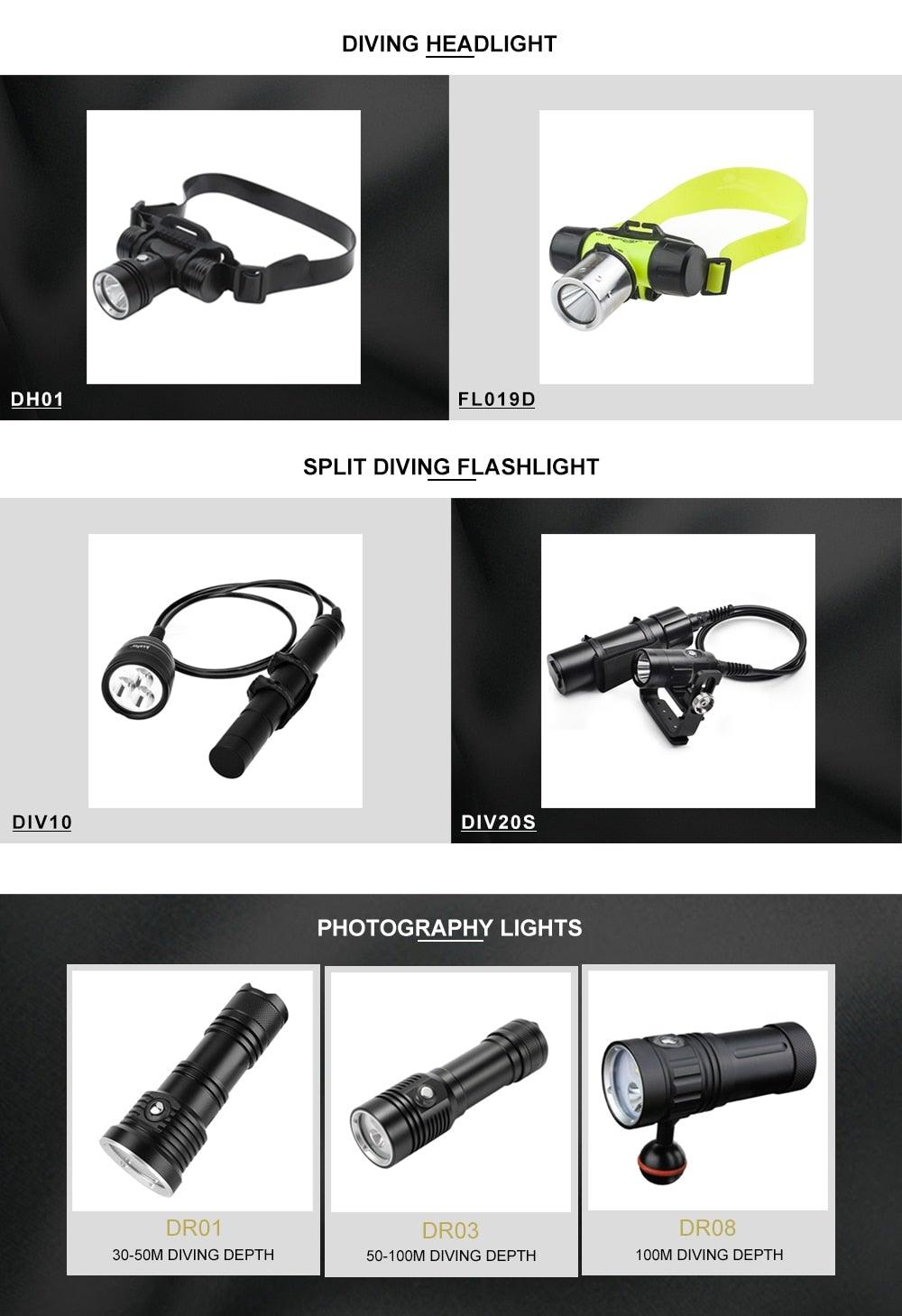 Lampe de plongée LED rechargeable premium pour exploration sous-marine