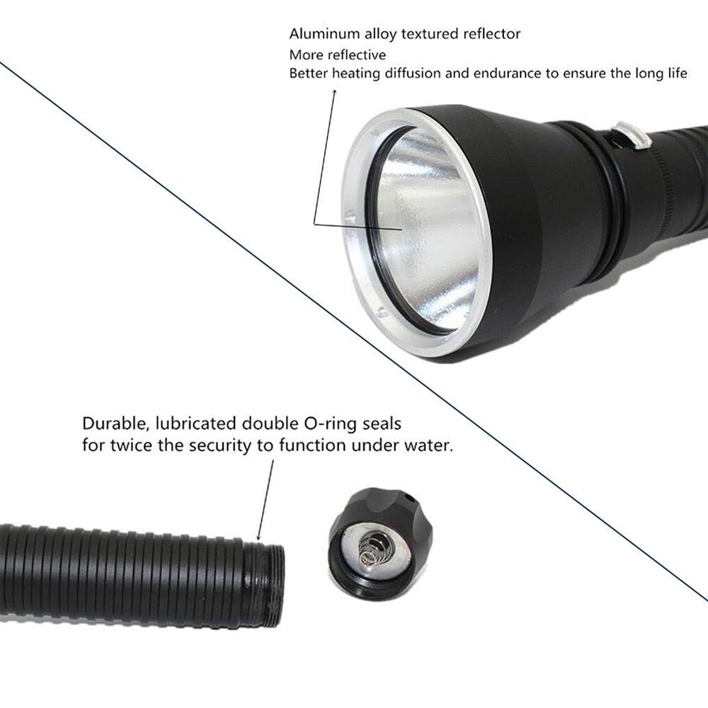 Lampe de plongée LED rechargeable premium pour exploration sous-marine