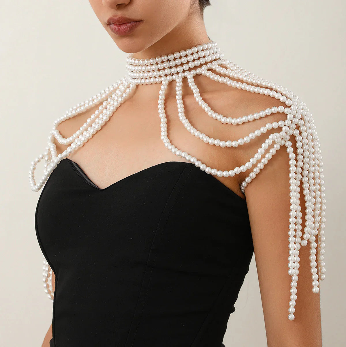 Elegant Multi-Layer Tassel Pearl Shoulder Chain