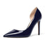 ROSERWISH Pompes à Talons Hauts en Vernis Bleu Marine pour Femmes - Taille 8