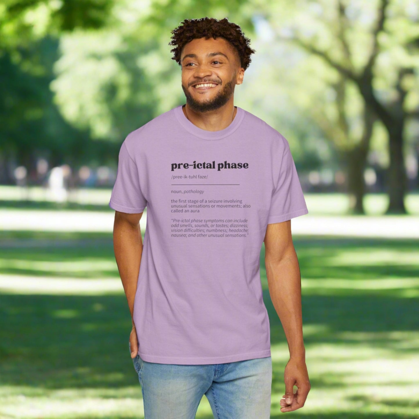 T-shirt unisexe teint en pièce - Définition de la phase pré-ictale
