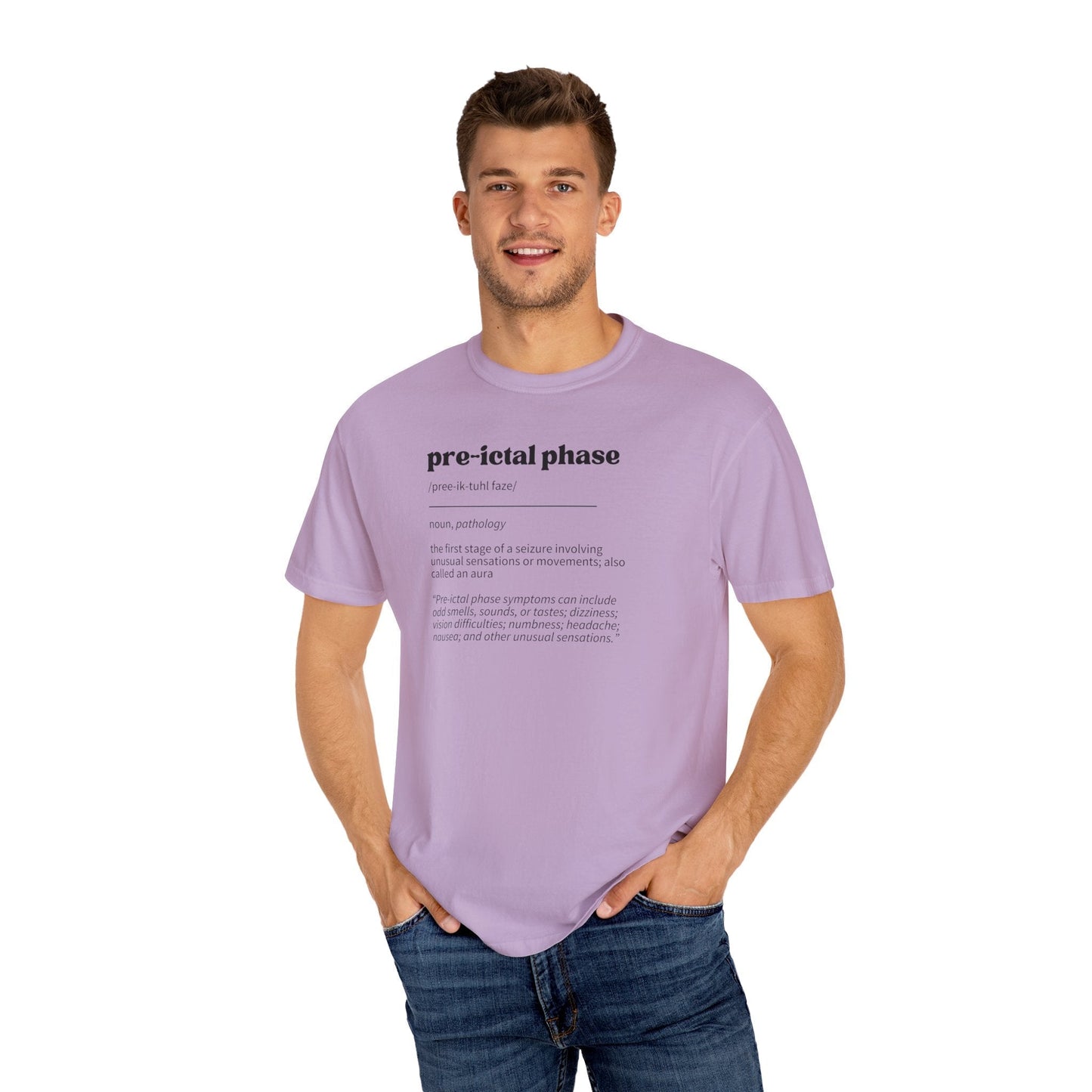 T-shirt unisexe teint en pièce - Définition de la phase pré-ictale