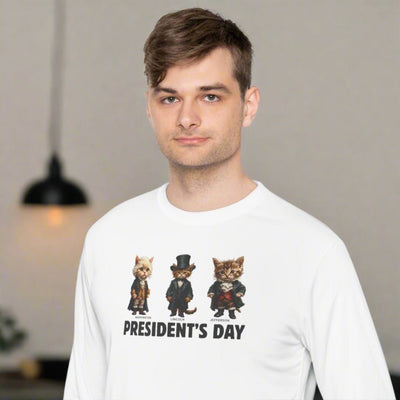 Camiseta de manga larga de gatitos del Día de los Presidentes para comodidad unisex