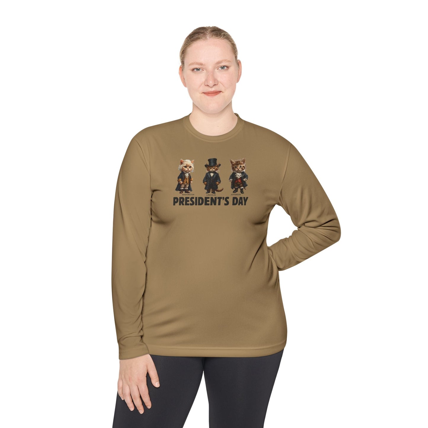 Camiseta de manga larga de gatitos del Día de los Presidentes para comodidad unisex