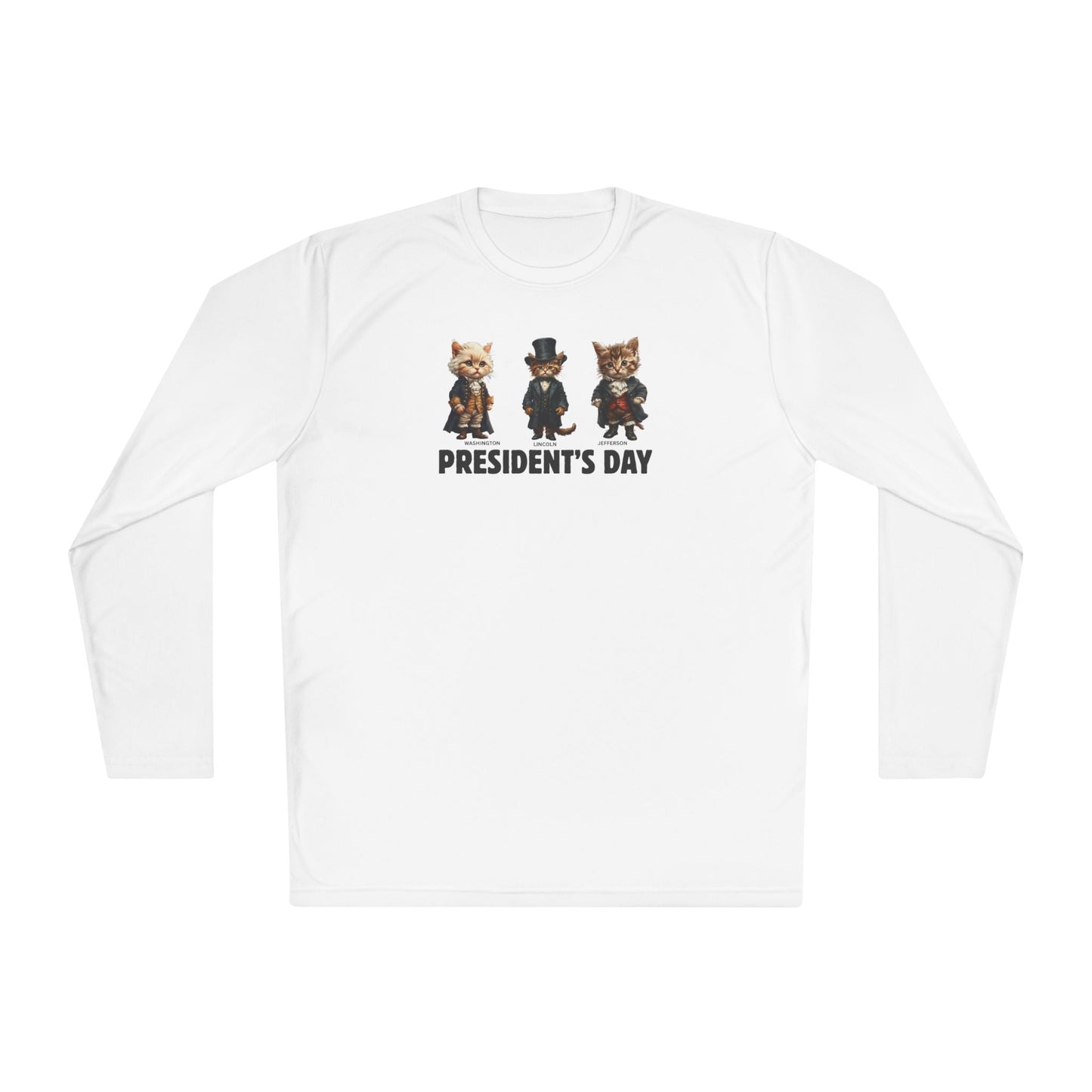 Camiseta de manga larga de gatitos del Día de los Presidentes para comodidad unisex