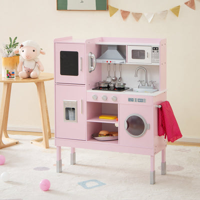 Premium Pretend Play Kitchen for Kids with 16 Accessories - Pink