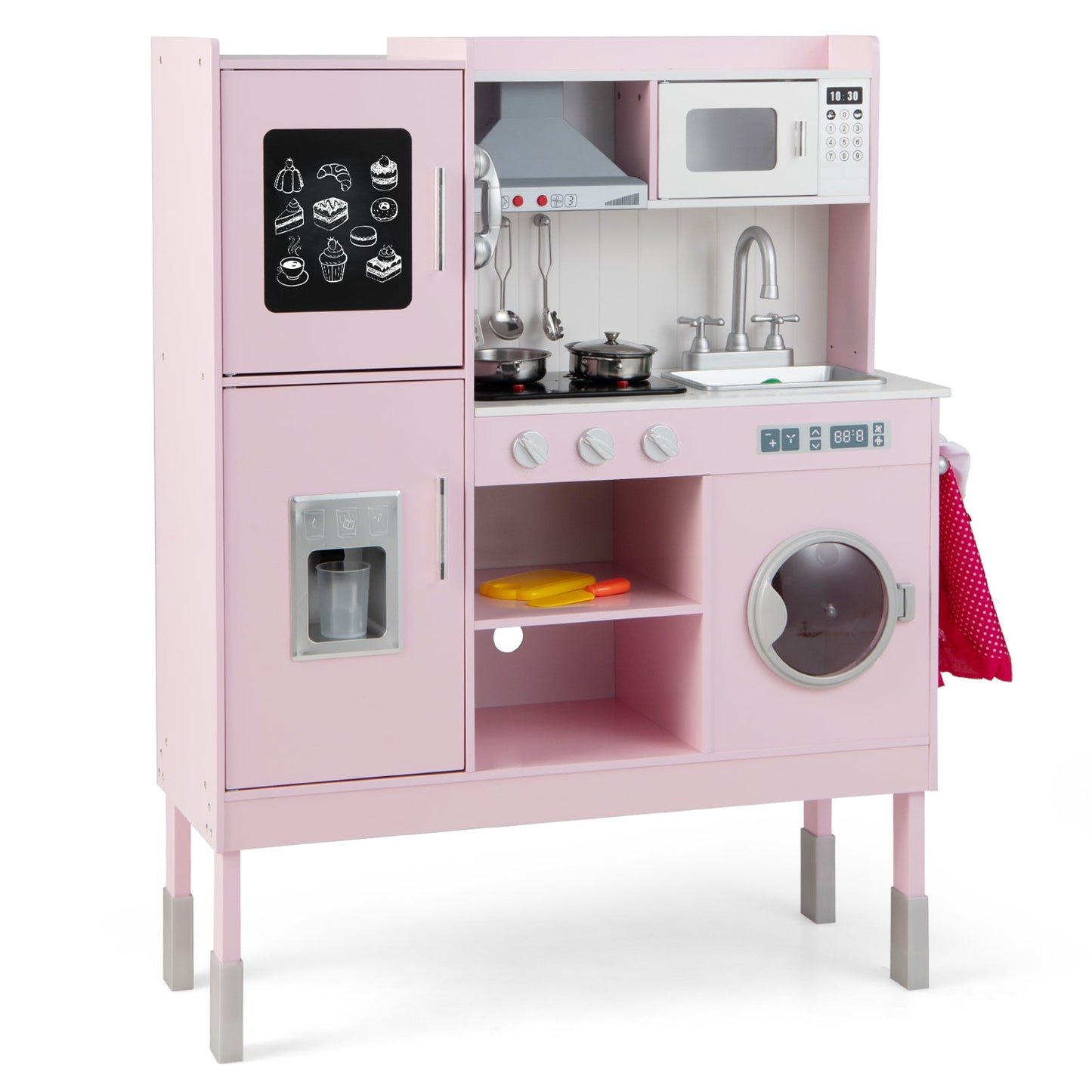 Premium Pretend Play Kitchen for Kids with 16 Accessories - Pink