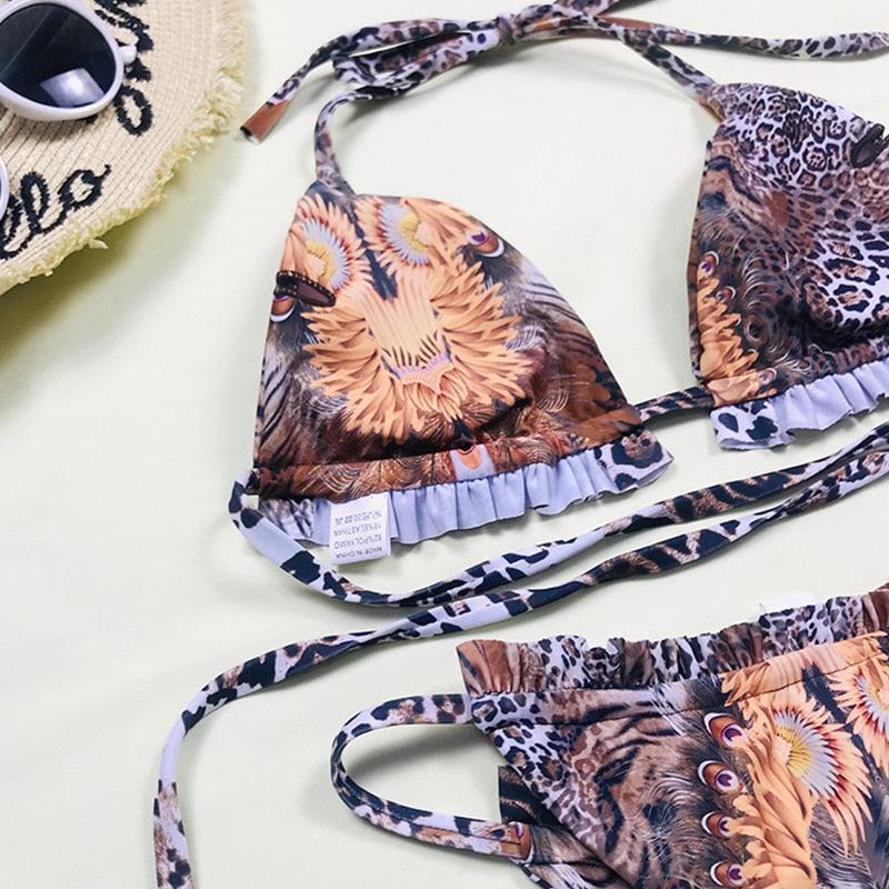Ensemble de bikini 3 pièces à imprimé floral pour femmes