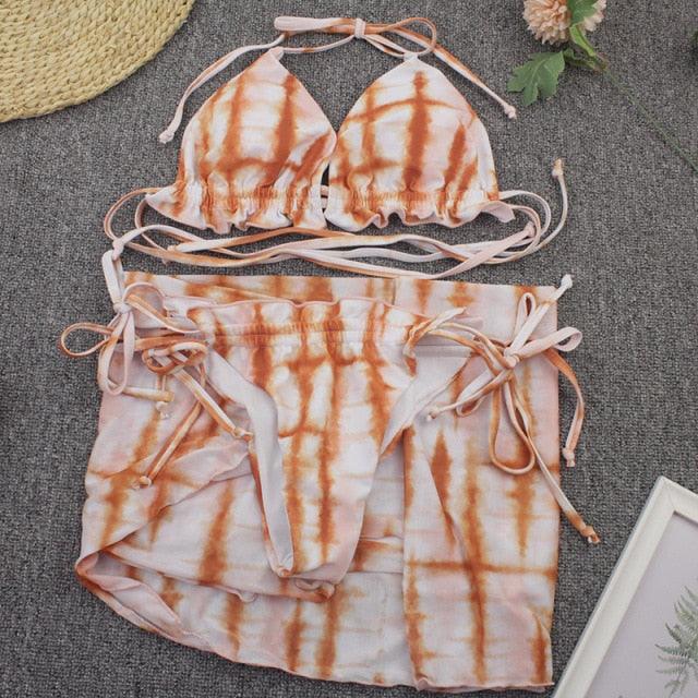 Ensemble de bikini 3 pièces à imprimé floral pour femmes
