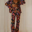 Floral Printed Collared Long Sleeve Top and Pants Set