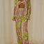 Floral Printed Collared Long Sleeve Top and Pants Set