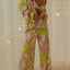 Floral Printed Collared Long Sleeve Top and Pants Set