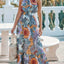 Pastel Blue Printed Halter Neck Maxi Dress