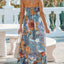 Pastel Blue Printed Halter Neck Maxi Dress