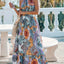 Pastel Blue Printed Halter Neck Maxi Dress