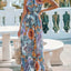 Pastel Blue Printed Halter Neck Maxi Dress