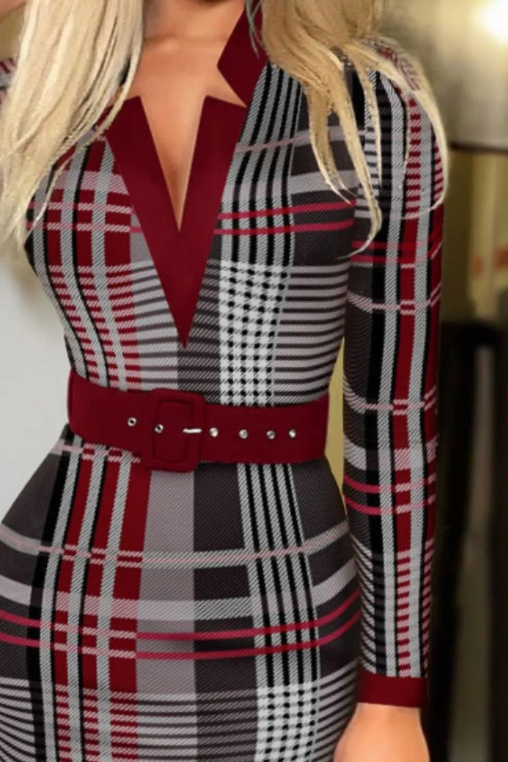 Robe portefeuille à manches longues imprimée