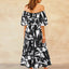 Printed Off-Shoulder Balloon Sleeve Dress
