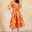 Printed Off-Shoulder Balloon Sleeve Dress
