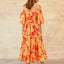 Printed Off-Shoulder Balloon Sleeve Dress