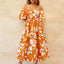 Printed Off-Shoulder Balloon Sleeve Dress