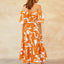 Printed Off-Shoulder Balloon Sleeve Dress
