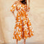 Printed Off-Shoulder Balloon Sleeve Dress