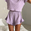 Printed Round Neck Top and Shorts Set - Korvel