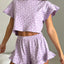 Printed Round Neck Top and Shorts Set - Korvel