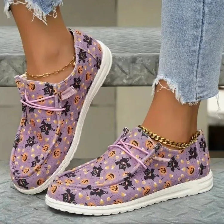 Stylish Printed Round Toe Flat Slip-Ons