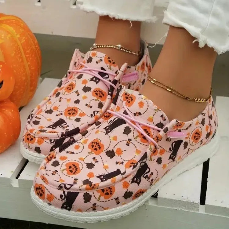 Stylish Printed Round Toe Flat Slip-Ons