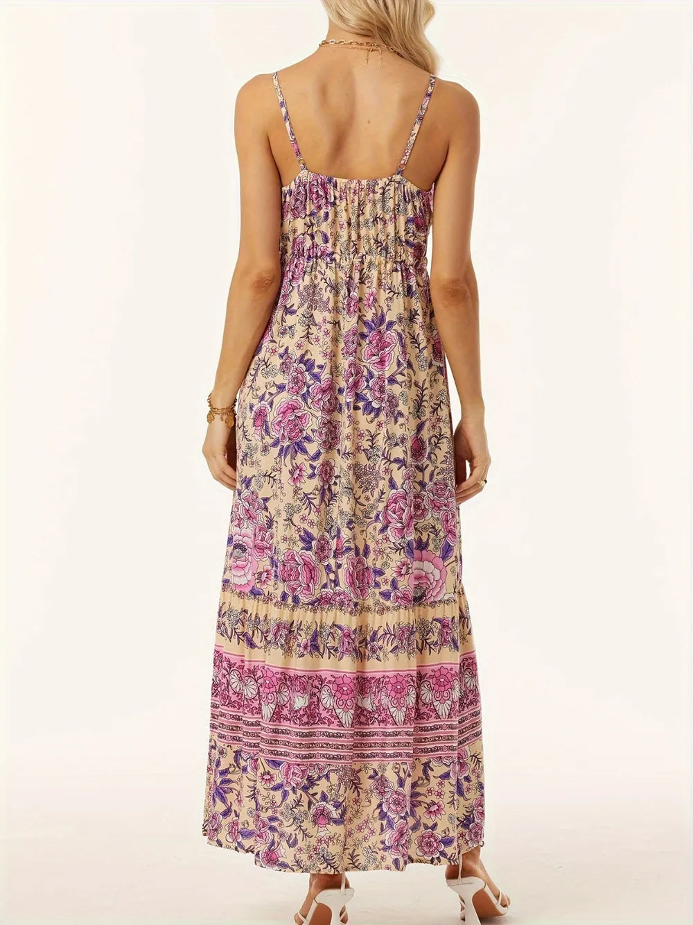 Vestido Elegante de Cuello Redondo Impreso
