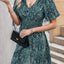 Robe Mini Imprimée à Encolure Croisée Smockée