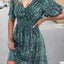 Robe Mini Imprimée à Encolure Croisée Smockée