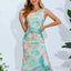 Robe midi à bretelles larges et décolleté carré imprimée