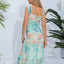 Robe midi à bretelles larges et décolleté carré imprimée