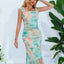 Robe midi à bretelles larges et décolleté carré imprimée
