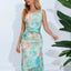 Robe midi à bretelles larges et décolleté carré imprimée