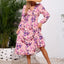 Robe midi à manches longues à encolure croisée imprimée