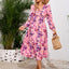 Robe midi à manches longues à encolure croisée imprimée