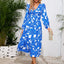 Robe midi à manches longues à encolure croisée imprimée